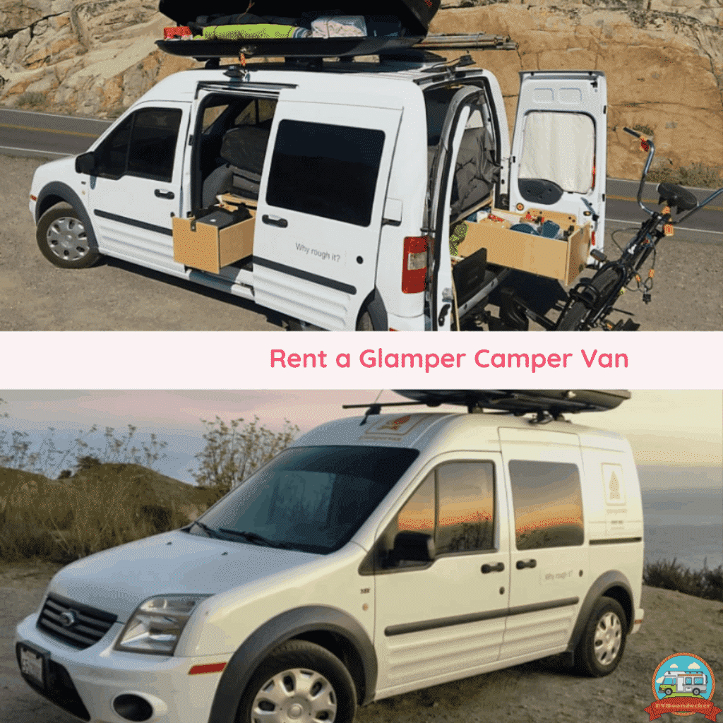 Camping van for glamping comes with top rack and bed