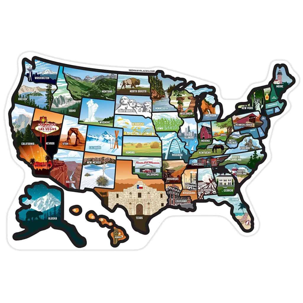 USA sticker map for RV Travel Gift