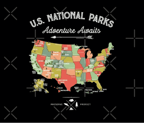 National park blanket in black with usa map